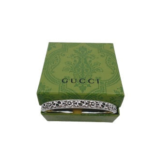 Gucci GG Engraved Open Cuff Bangle Bracelet