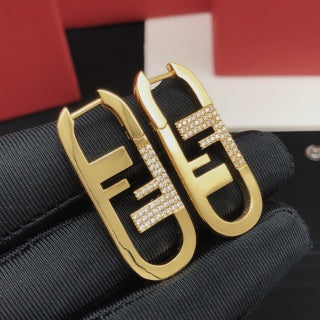 FENDI Pavé FF Ribbon Hoop Earrings