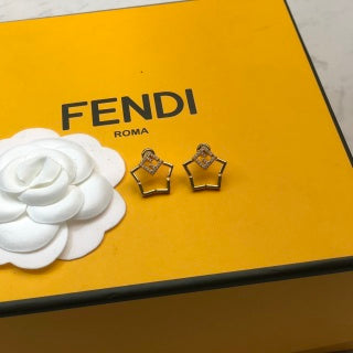 FENDI Geometric Frame FF Stud Earrings