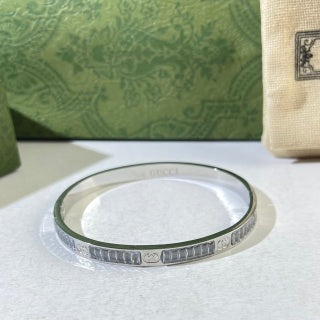 Gucci GG Engraved Silver Cuff Bracelet