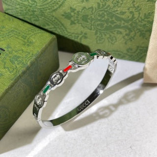 Gucci Interlocking G Tricolor Enamel Cuff Bracelet