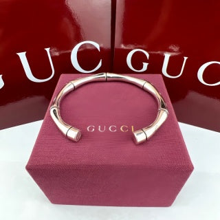 Gucci GG Interlocking Open Cuff Gold & Silver Bracelet