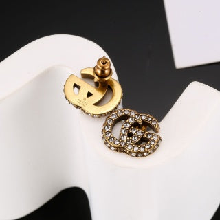 Gucci Pavé Double G Crystal Stud Earrings
